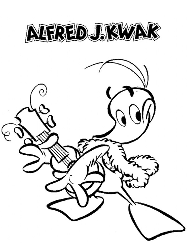 Ausmalbild alfred jodocus kwak mit gitarre