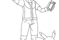Ausmalbild ash ketchum und pikachu