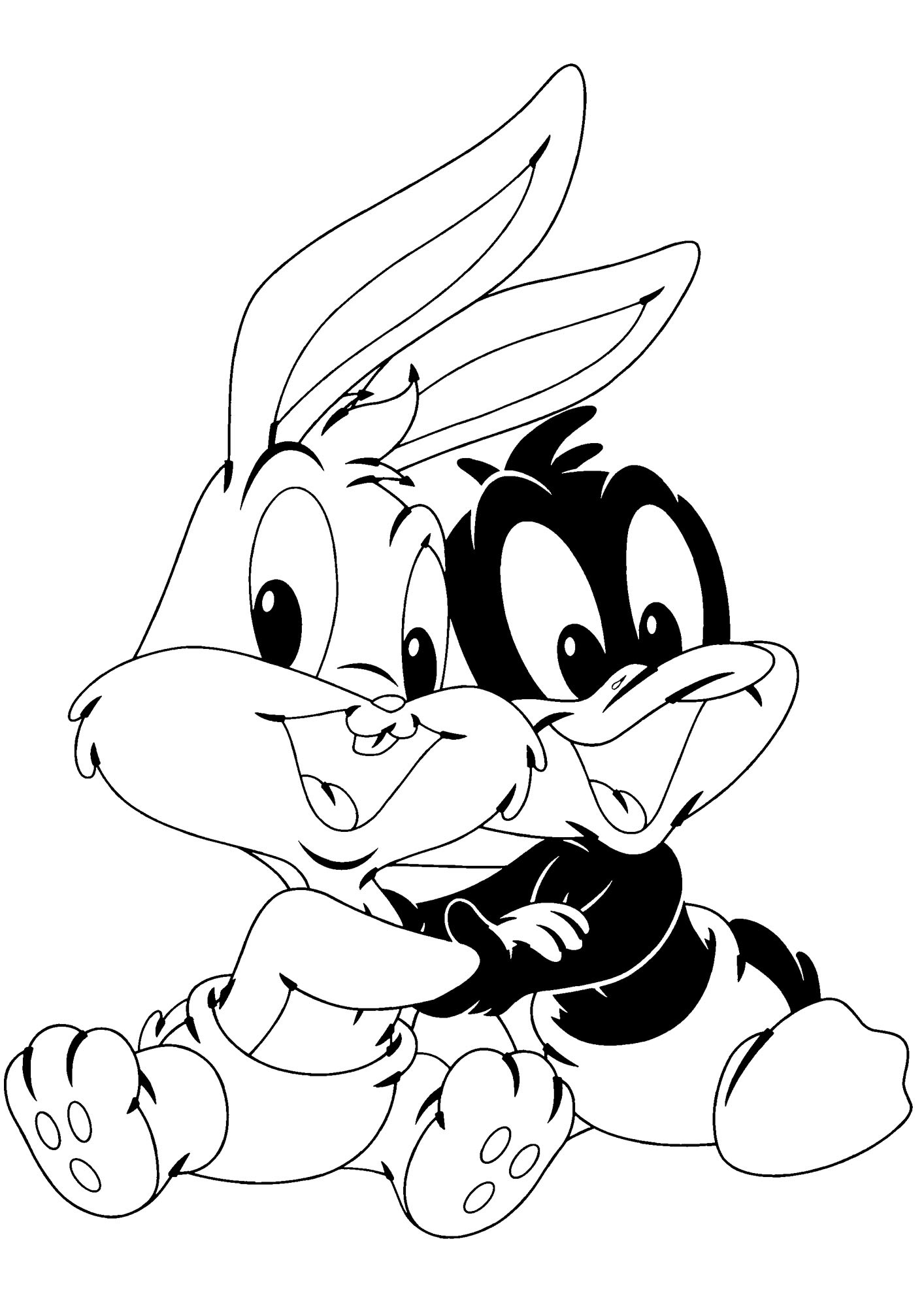 Ausmalbild baby bugs und baby daffy