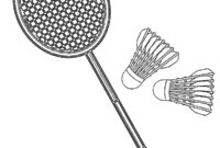 Ausmalbild badmintonschlaeger und ball