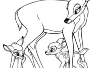 Ausmalbild bambi mit seiner mutter und feline