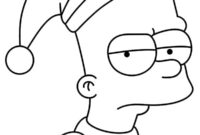 Ausmalbild bart simpson mit weihnachtsmuetze