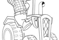 Ausmalbild bauer gurke auf dem traktor