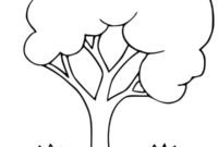 Ausmalbild baum und tulpen