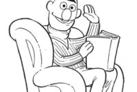 Ausmalbild bert liest ein buch