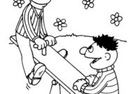 Ausmalbild bert und ernie auf der wippe