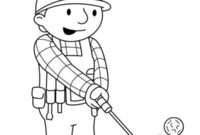 Ausmalbild bob der baumeister spielt golf