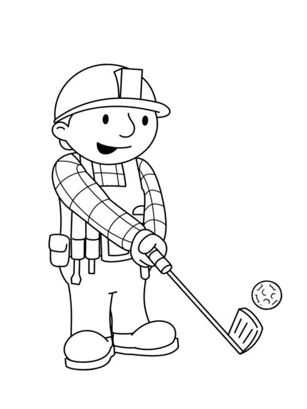 Ausmalbild bob der baumeister spielt golf