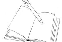 Ausmalbild buch und stift