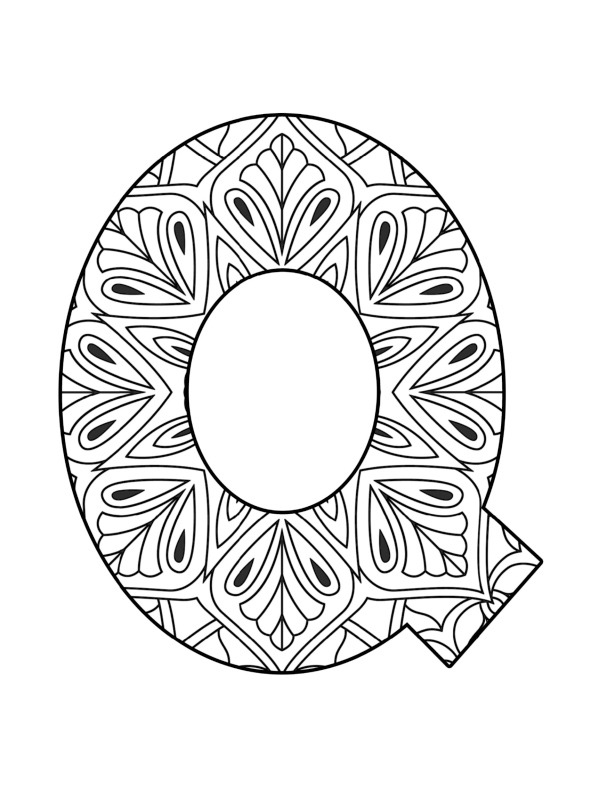 Ausmalbild buchstabe q mandala