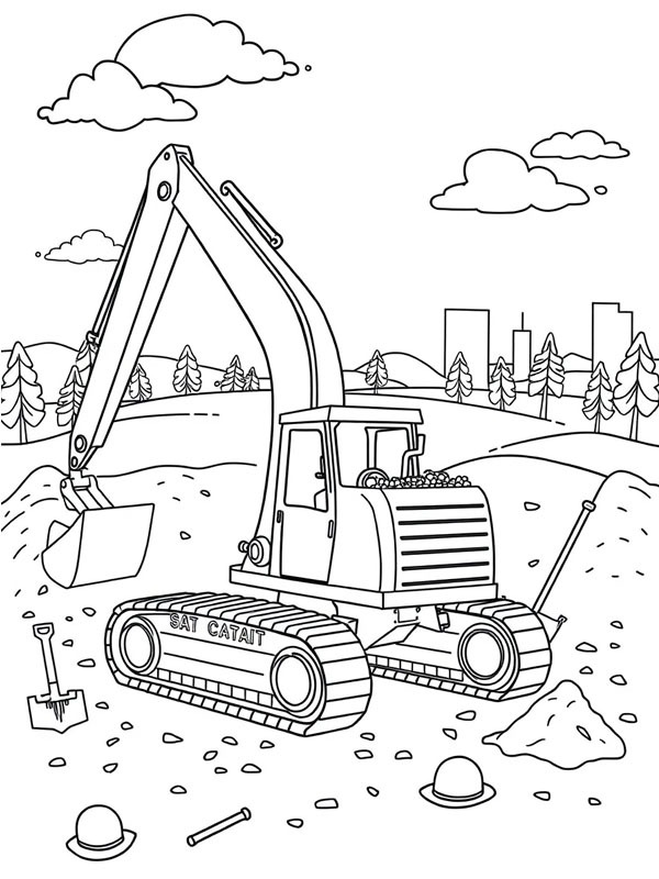 Ausmalbild caterpillar raupenbagger