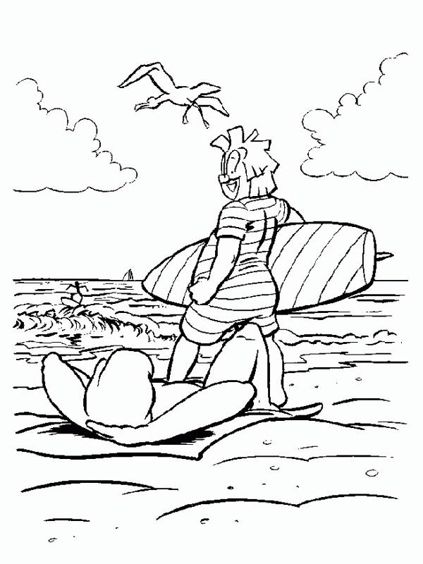 Ausmalbild clown am strand