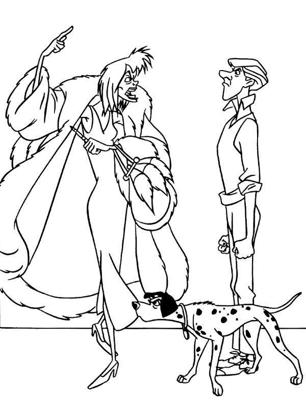 Ausmalbild cruella de vil roger und pongo