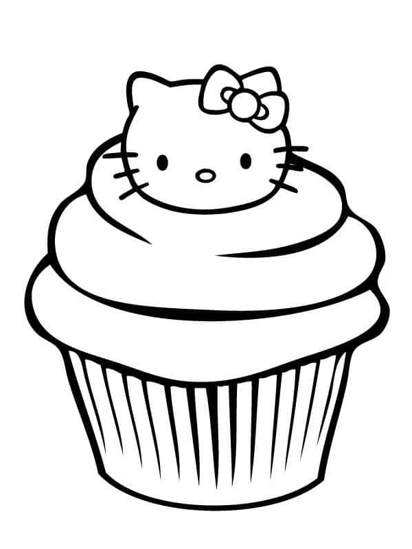 Ausmalbild cupcake hello kitty