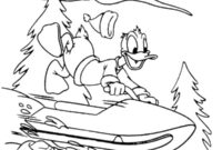 Ausmalbild donald duck auf dem skidoo
