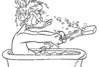 Ausmalbild donald duck im bad