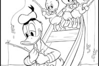 Ausmalbild donald duck tick trick und track angeln