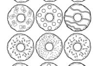 Ausmalbild donuts mit schokolade und streuseln