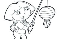 Ausmalbild dora mit laterne