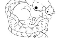Ausmalbild dribbeln im hundekorb