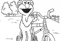 Ausmalbild elmo auf dem fahrrad