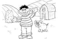 Ausmalbild ernie auf dem bauernhof