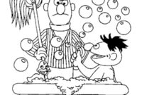 Ausmalbild ernie im bad