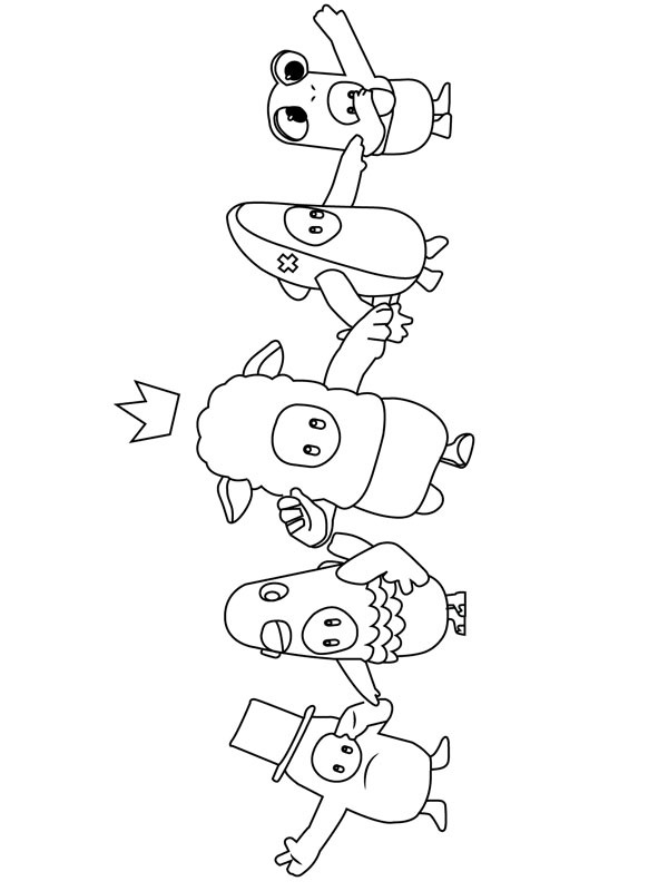 Ausmalbild fall guys characters