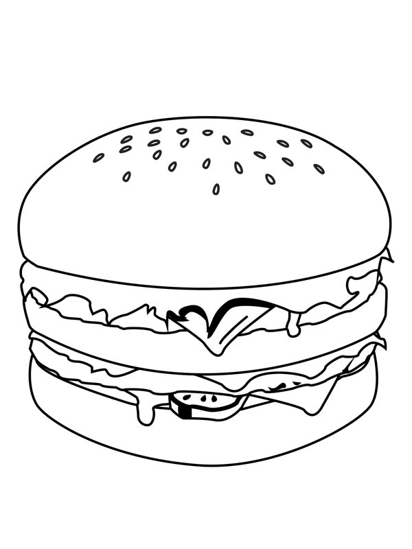 Ausmalbild fast food mahlzeit