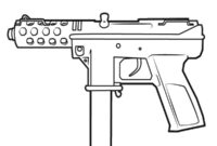 Ausmalbild faustfeuerwaffe tec 9
