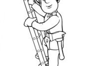 Ausmalbild feuerwehrmann sam auf der leiter