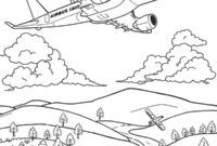 Ausmalbild flugzeug in der luft