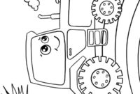 Ausmalbild froehlicher traktor