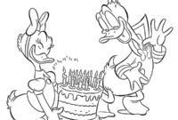 Ausmalbild geburtstagstorte donald duck