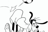 Ausmalbild goofy spielt fussball