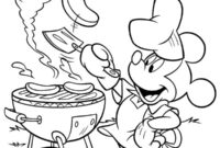 Ausmalbild grillen mit micky maus