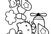 Ausmalbild hello kitty im flugzeug