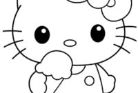 Ausmalbild hello kitty isst ein eis
