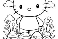 Ausmalbild hello kitty mit ostereiern