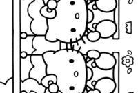 Ausmalbild hello kitty und mimi reiten eine schaukel