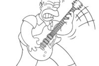 Ausmalbild homer simpson spielt gitarre