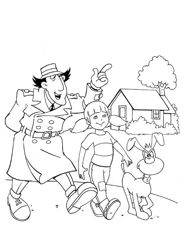 Ausmalbild inspektor gadget penny und hundehirn