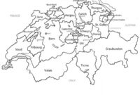 Ausmalbild karte der schweiz