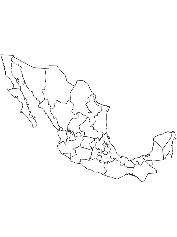 Ausmalbild karte von mexiko