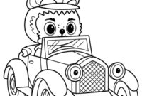 Ausmalbild labubu in einem auto