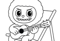 Ausmalbild labubu spielt gitarre