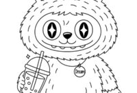 Ausmalbild labubu trinkt boba