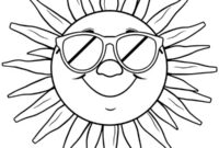 Ausmalbild lachende sonne mit sonnenbrille