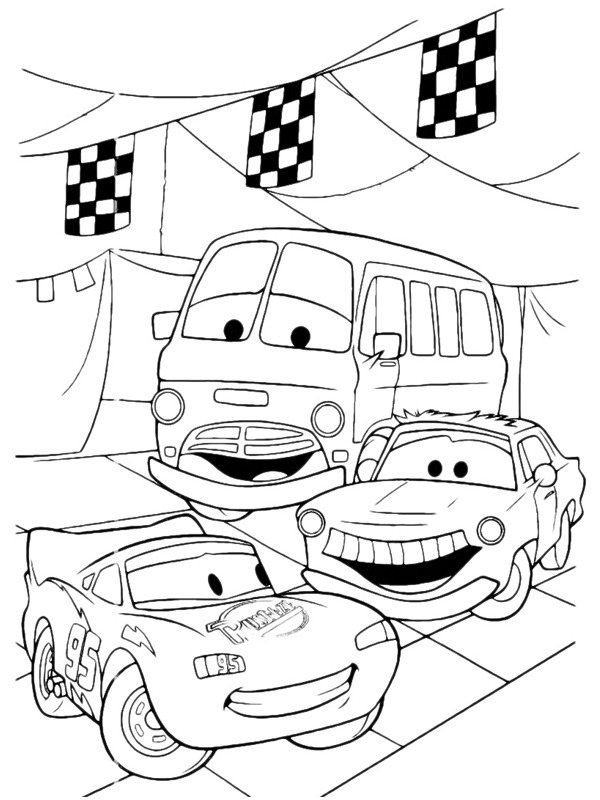 Ausmalbild lightning mcqueen und fillmore