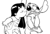Ausmalbild lilo gibt stitch einen kuss